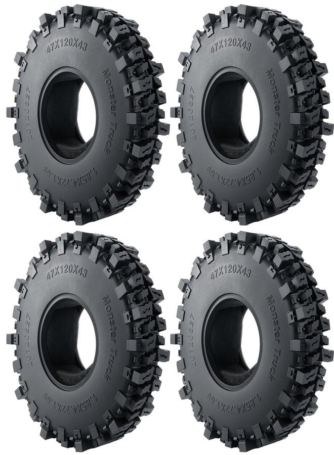 RCHUBAM 1.9" Mud Wheel Tires 4Pcs Claw Crawler Mud Terrain Wheels Tyres OD 120mm/4.72" for 1/10 Scale RC Rock Crawler Car TRX4 SCX10 III AXI03007 - Image 1
